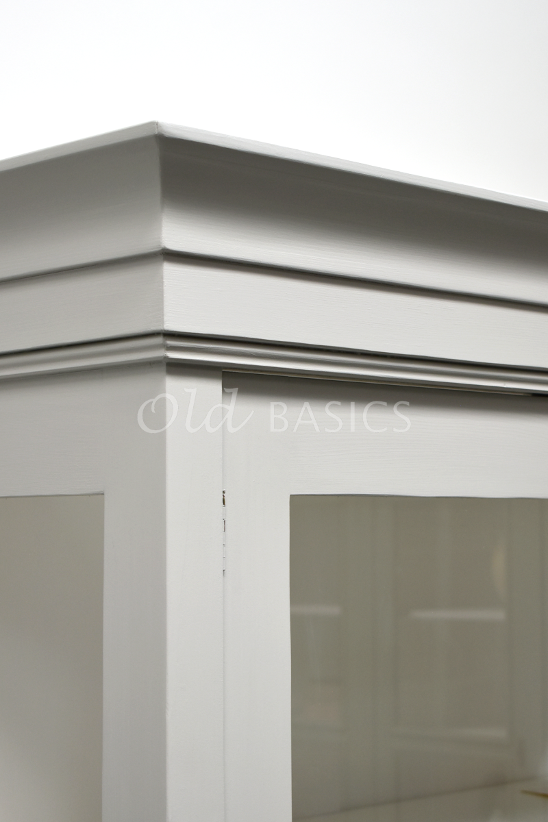 Detail van Zweedse vitrinekast, 2 deuren, RAL7032, grijs, materiaal hout